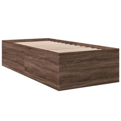 Bed Frame without Mattress Brown Oak 75x190 cm Small Single