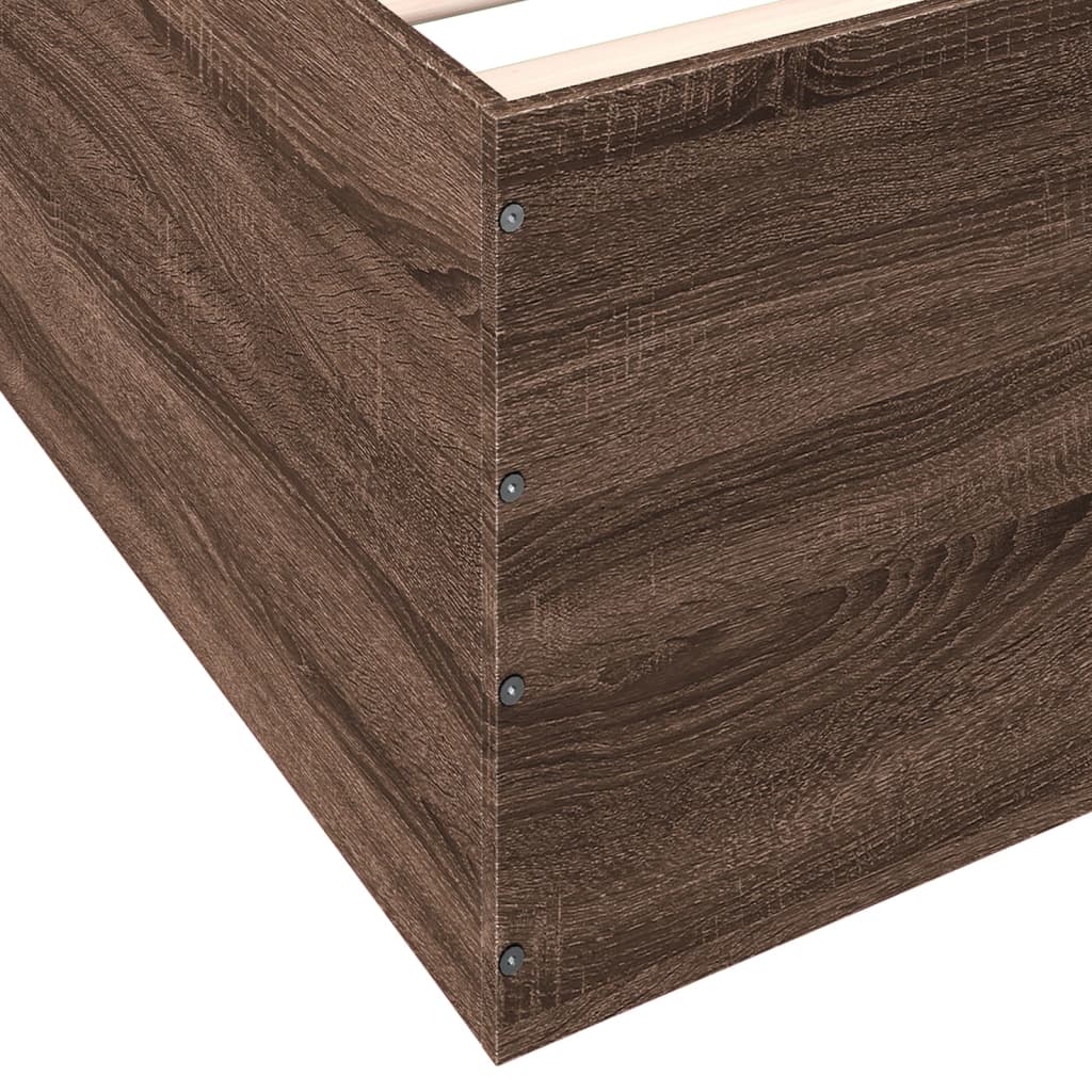 Bed Frame without Mattress Brown Oak 75x190 cm Small Single