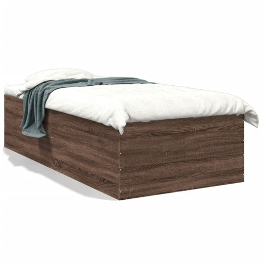 Bed Frame without Mattress Brown Oak 75x190 cm Small Single