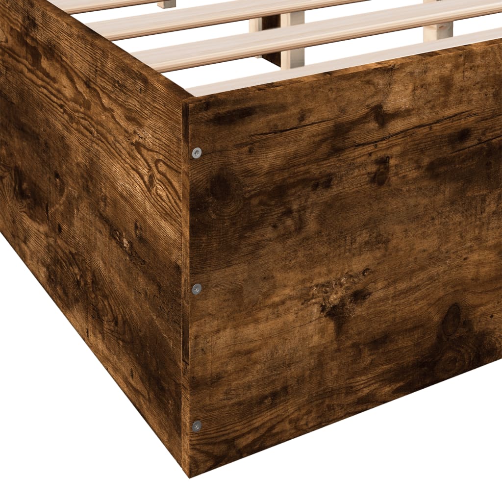 Bed Frame without Mattress Smoked Oak 150x200 cm King Size