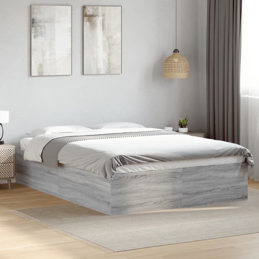 Bed Frame without Mattress Grey Sonoma 120x190 cm Small Double