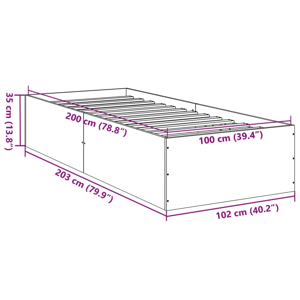 Bed Frame without Mattress Sonoma Oak 100x200 cm