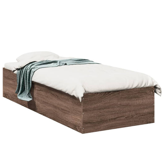 Bed Frame without Mattress Brown Oak 90x200 cm