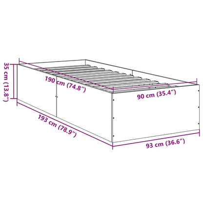Bed Frame without Mattress Concrete Grey 90x190 cm Single