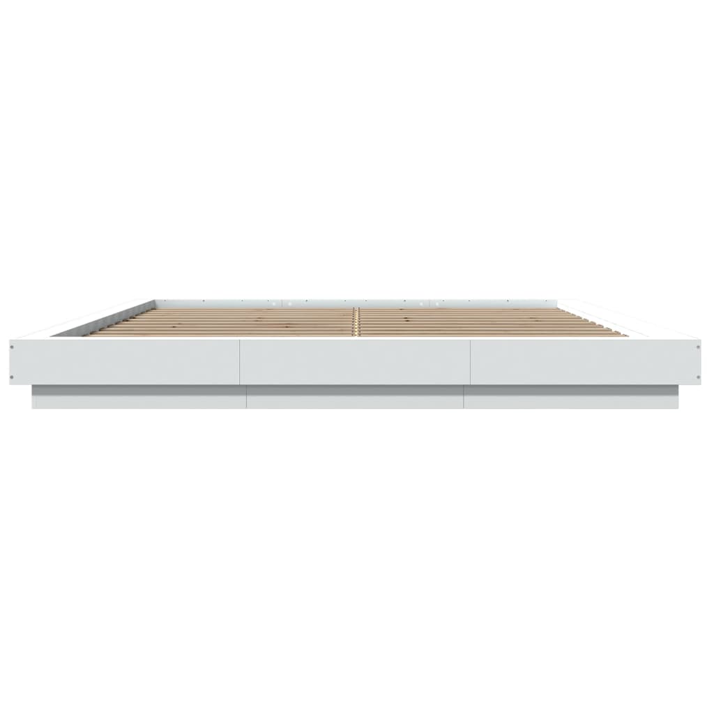 Bed Frame with LED Lights without Mattress White 200x200cm