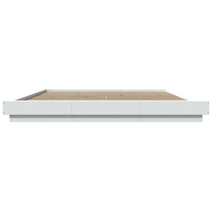 Bed Frame with LED Lights without Mattress White 200x200cm