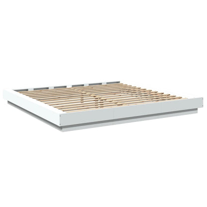 Bed Frame with LED Lights without Mattress White 200x200cm