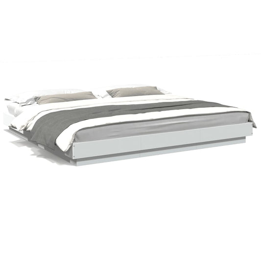 Bed Frame with LED Lights without Mattress White 200x200cm