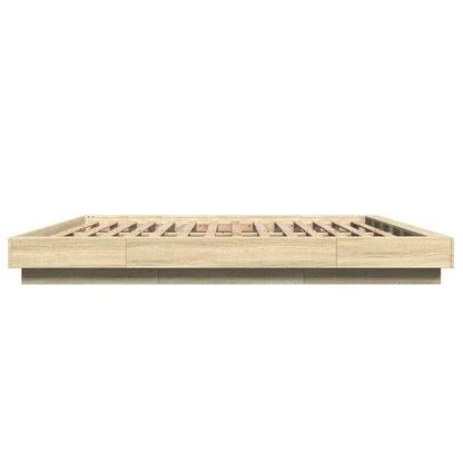 Bed Frame with LED Lights without Mattress Sonoma Oak 200x200cm