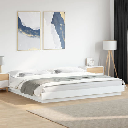 Bed Frame with LED Lights without Mattress White 180x200cm
