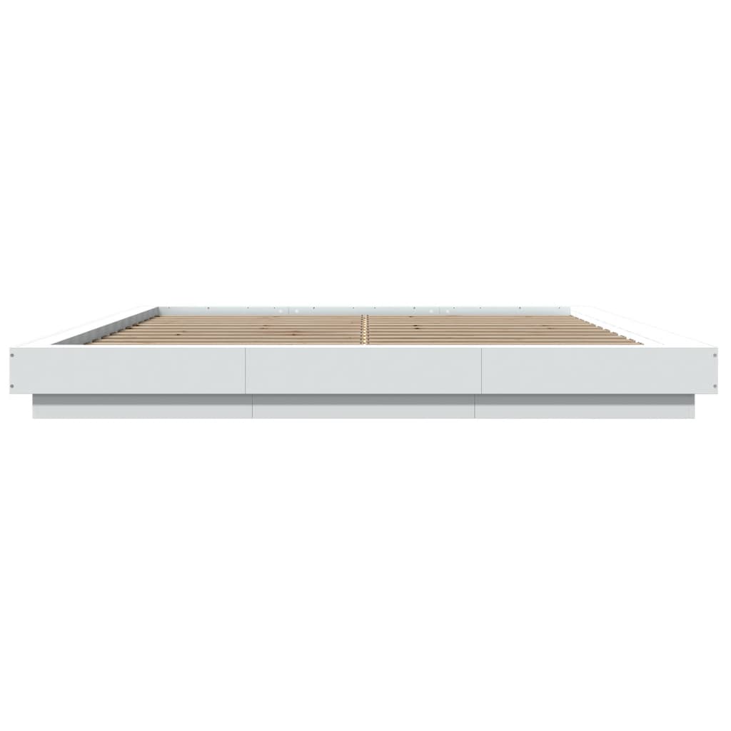 Bed Frame with LED Lights without Mattress White 180x200cm