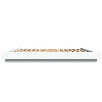 Bed Frame with LED Lights without Mattress White 180x200cm