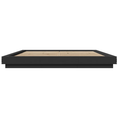 Bed Frame with LED Lights without Mattress Black 180x200cm