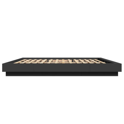 Bed Frame with LED Lights without Mattress Black 180x200cm