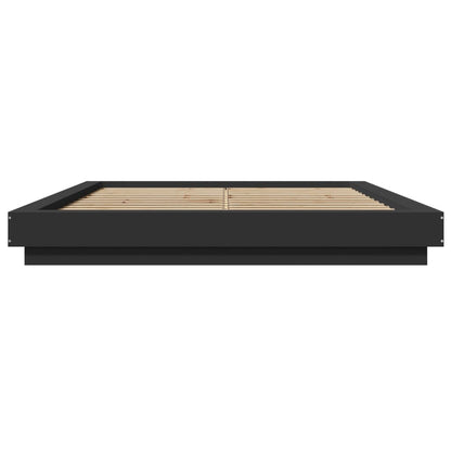 Bed Frame with LED Lights without Mattress Black 160x200cm