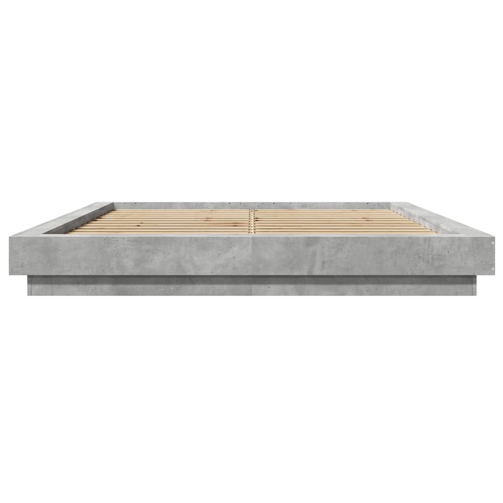Bed Frame with LED Lights without Mattress Concrete Grey 160x200cm