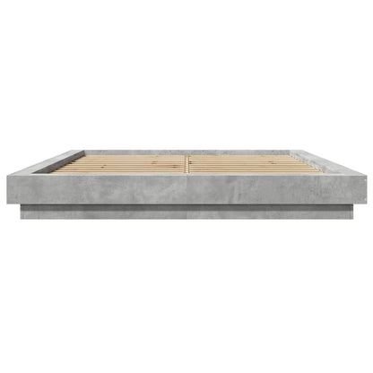 Bed Frame with LED Lights without Mattress Concrete Grey 160x200cm