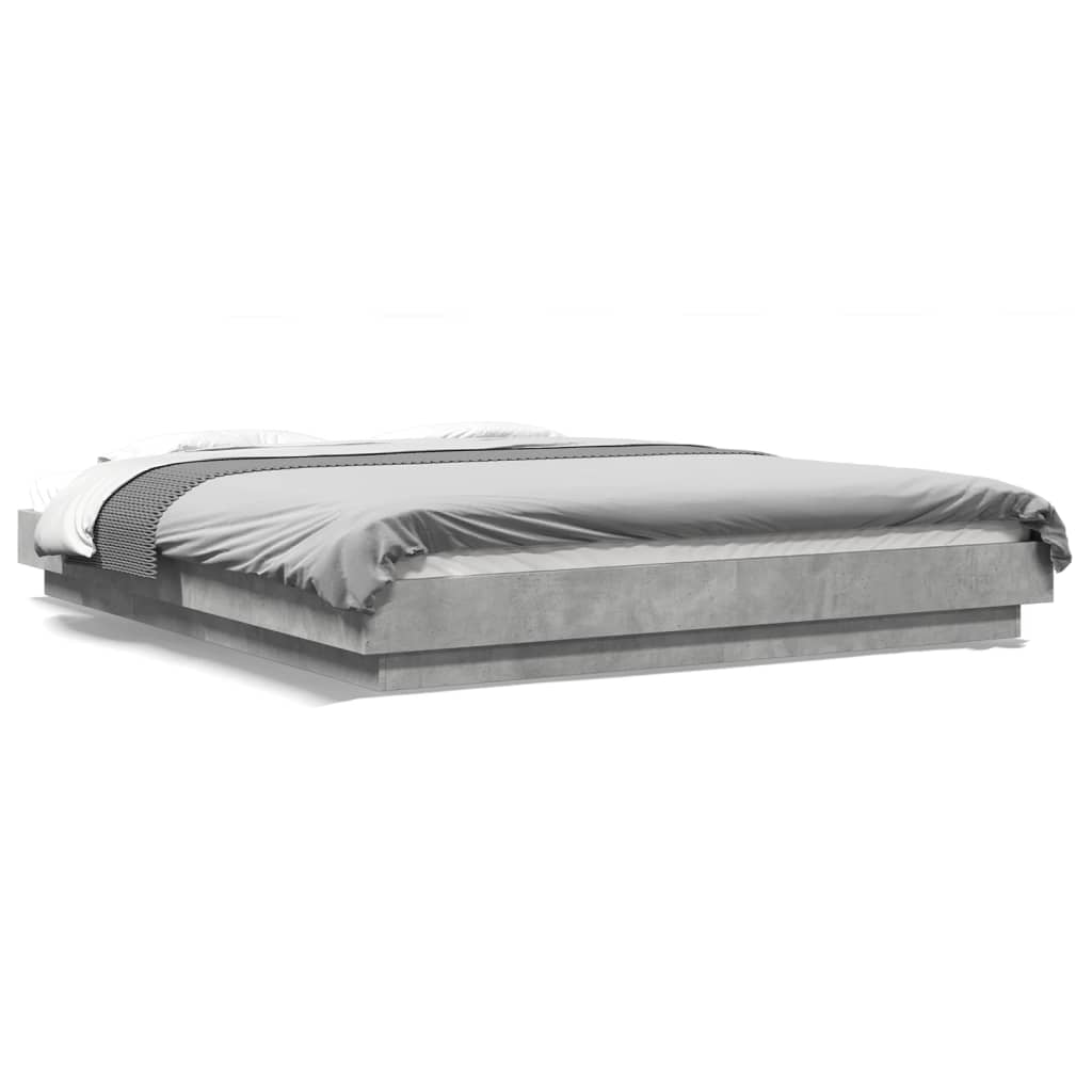 Bed Frame with LED Lights without Mattress Concrete Grey 160x200cm