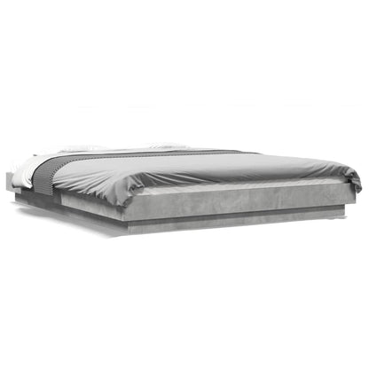Bed Frame with LED Lights without Mattress Concrete Grey 160x200cm