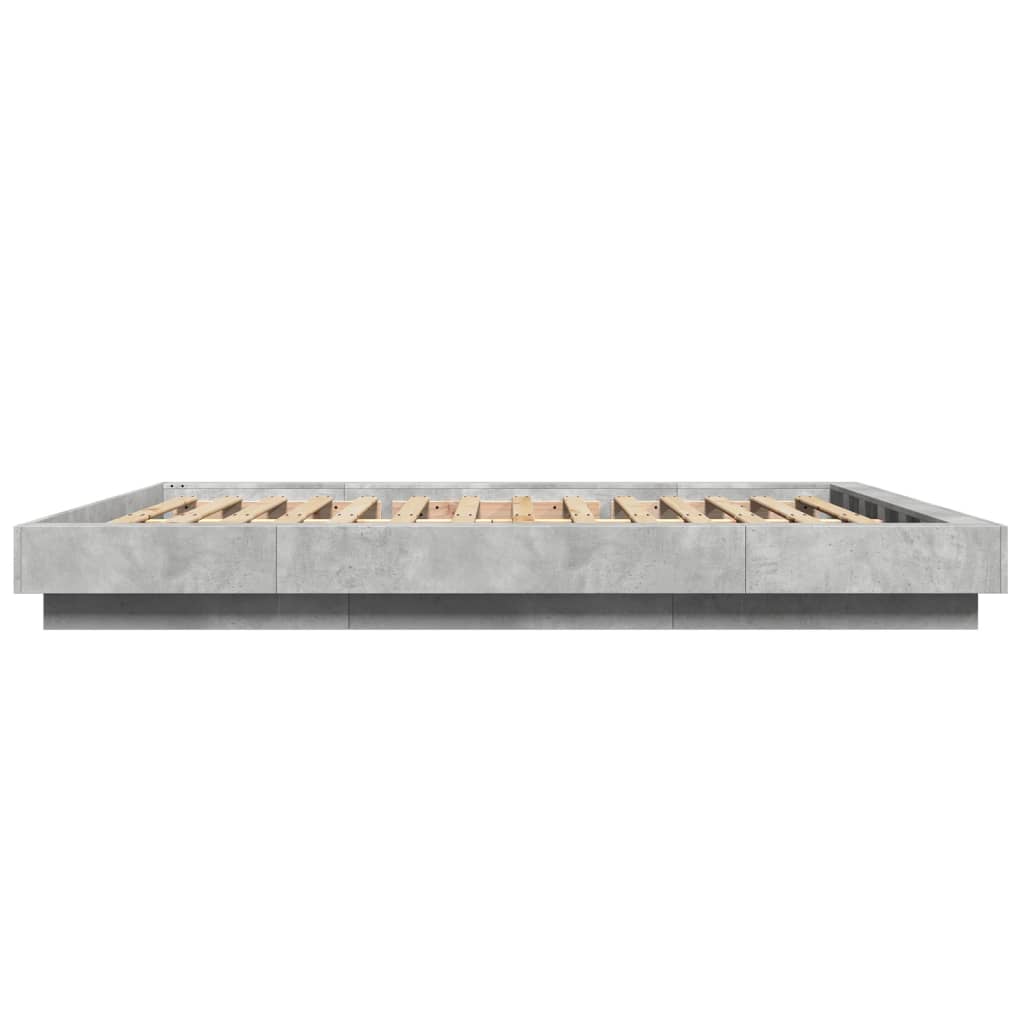 Bed Frame with LED Lights without Mattress Concrete Grey 150x200cm