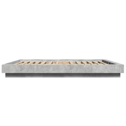 Bed Frame with LED Lights without Mattress Concrete Grey 150x200cm