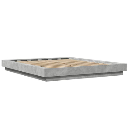 Bed Frame with LED Lights without Mattress Concrete Grey 150x200cm