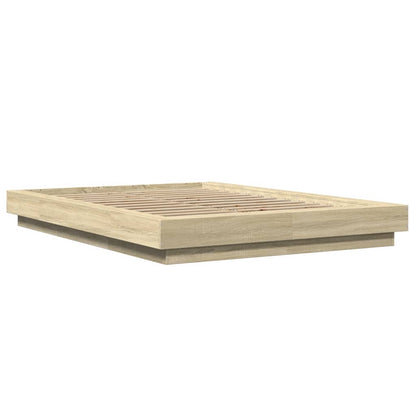 Bed Frame with LED Lights without Mattress Sonoma Oak 140x200cm