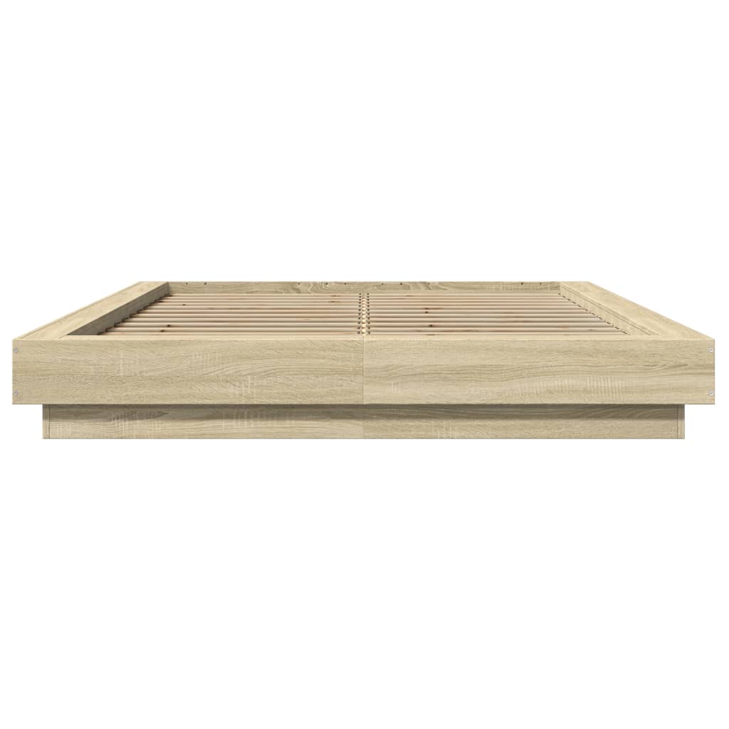 Bed Frame with LED Lights without Mattress Sonoma Oak 140x200cm