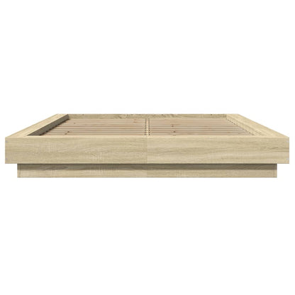 Bed Frame with LED Lights without Mattress Sonoma Oak 140x200cm