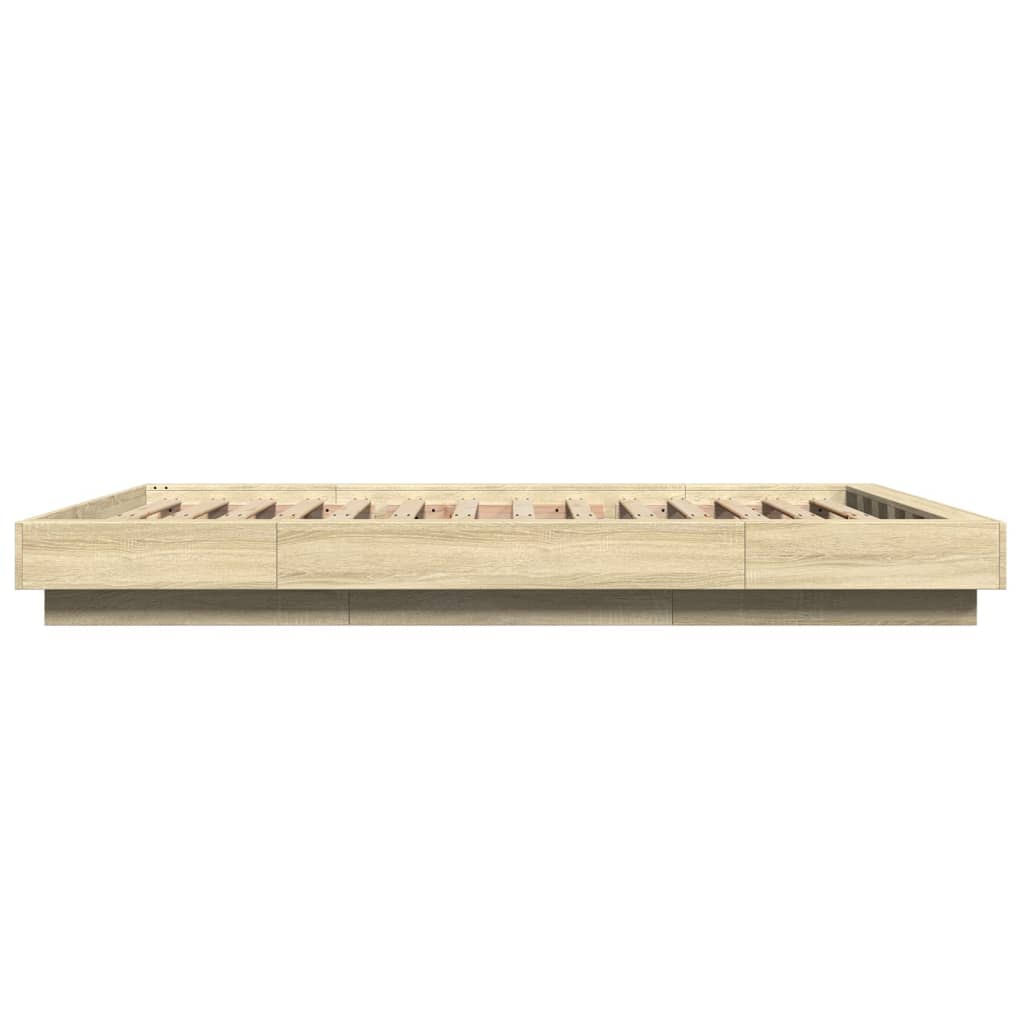 Bed Frame with LED Lights without Mattress Sonoma Oak 140x200cm