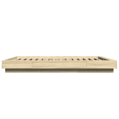 Bed Frame with LED Lights without Mattress Sonoma Oak 140x200cm