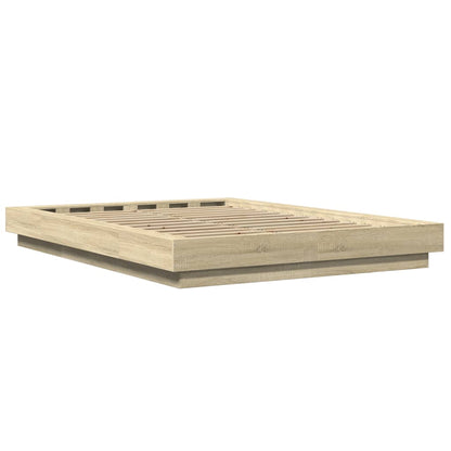 Bed Frame with LED Lights without Mattress Sonoma Oak 140x200cm