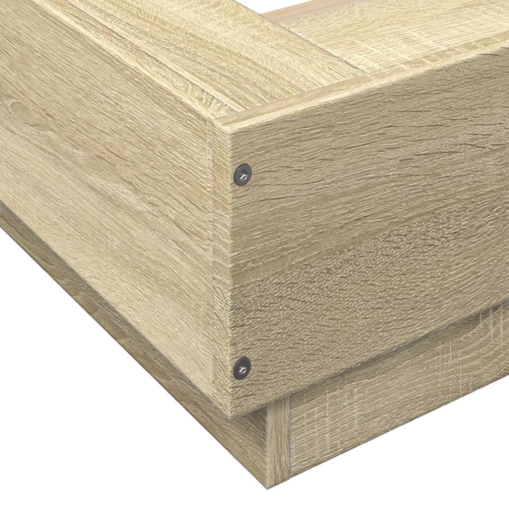 Bed Frame with LED Lights without Mattress Sonoma Oak 140x200cm