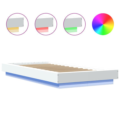 Bed Frame with LED Lights without Mattress White 90x200cm