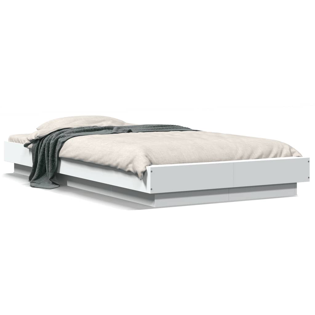 Bed Frame with LED Lights without Mattress White 90x200cm