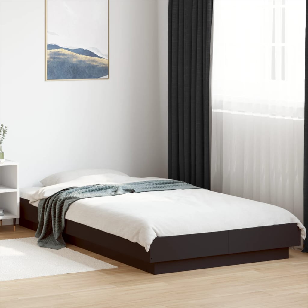 Bed Frame with LED Lights without Mattress Black 90x200cm