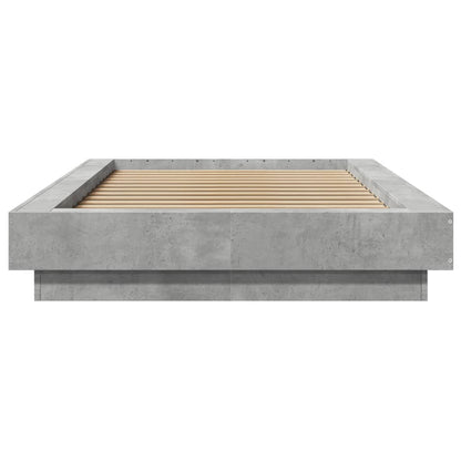Bed Frame with LED Lights without Mattress Concrete Grey 90x200cm