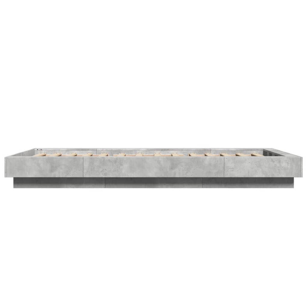 Bed Frame with LED Lights without Mattress Concrete Grey 90x200cm
