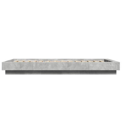 Bed Frame with LED Lights without Mattress Concrete Grey 90x200cm