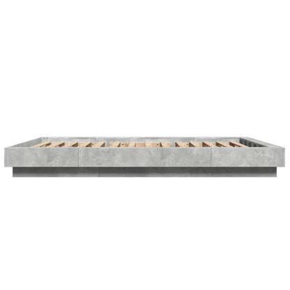 Bed Frame with LED Lights without Mattress Concrete Grey 135x190cm
