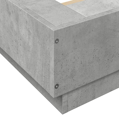 Bed Frame with LED Lights without Mattress Concrete Grey 135x190cm