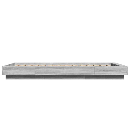 Bed Frame with LED Lights without Mattress Grey Sonoma 90x190cm