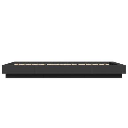 Bed Frame with LED Lights without Mattress Black 75x190cm