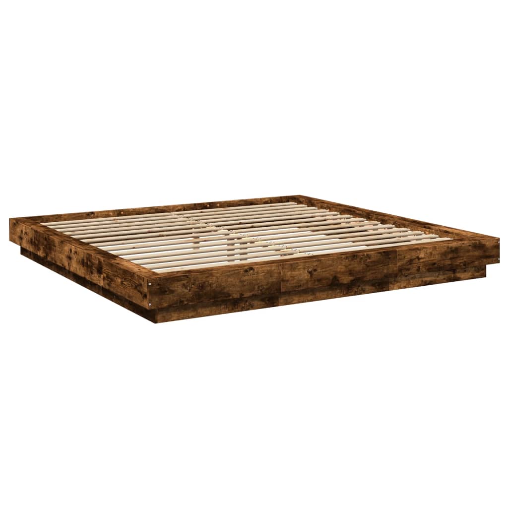 Bed Frame without Mattress Smoked Oak 200x200 cm