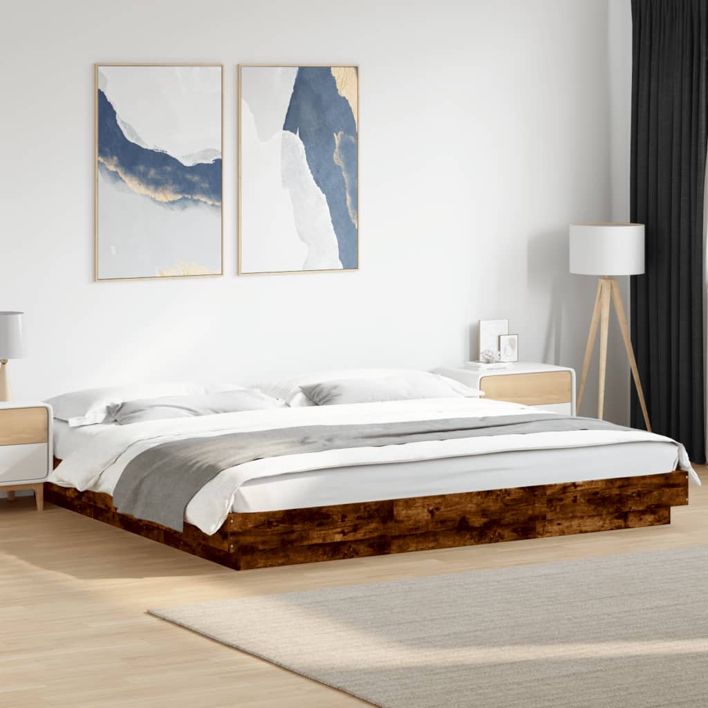 Bed Frame without Mattress Smoked Oak 200x200 cm