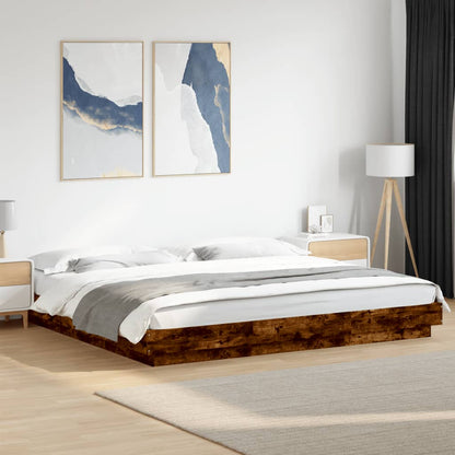 Bed Frame without Mattress Smoked Oak 200x200 cm