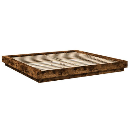 Bed Frame without Mattress Smoked Oak 200x200 cm