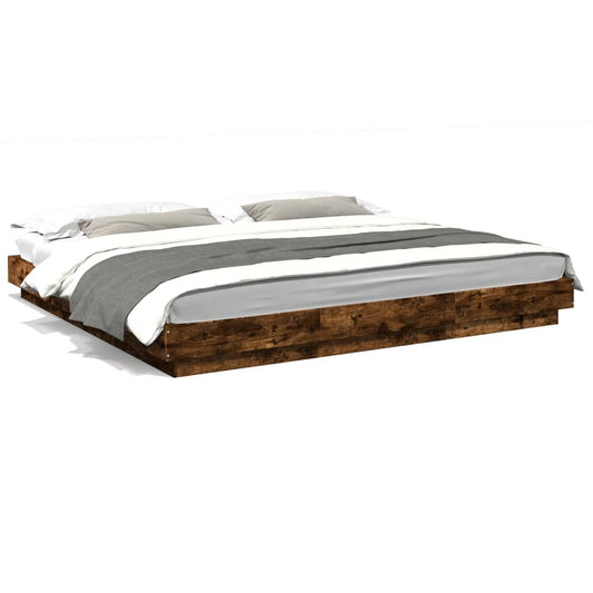 Bed Frame without Mattress Smoked Oak 200x200 cm