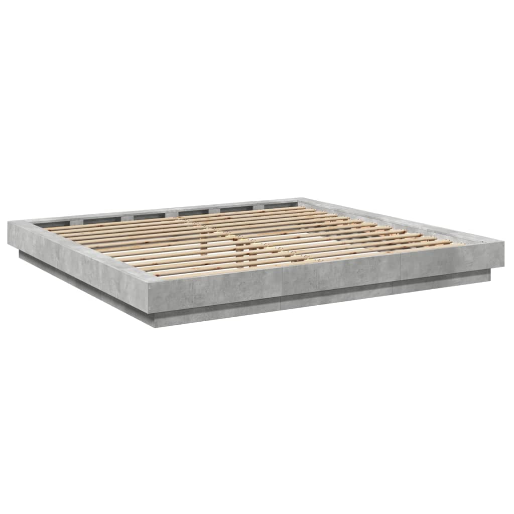 Bed Frame without Mattress Concrete Grey 180x200 cm Super King