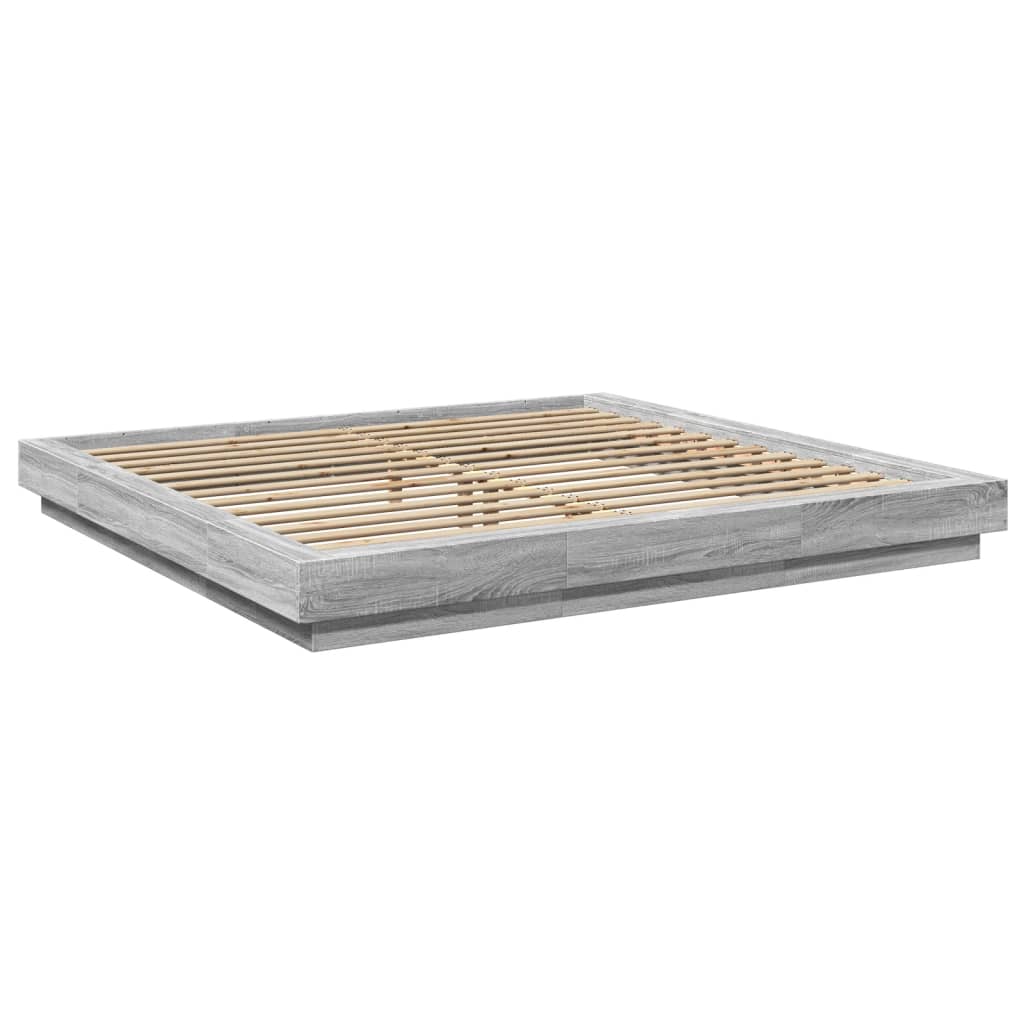 Bed Frame without Mattress Grey Sonoma 180x200 cm Super King